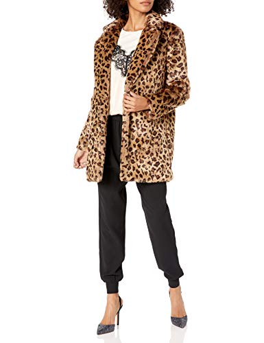 ASTR the label Women's Inez Faux Fur Plush Coat, Leopard, L