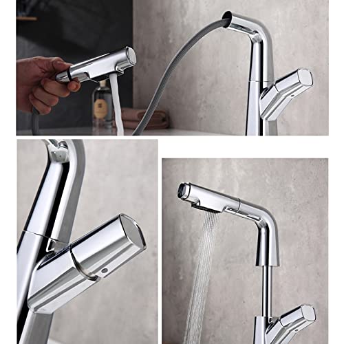 Robinet extractible pour lavabo mitigeur noir eau chaude froide - 2