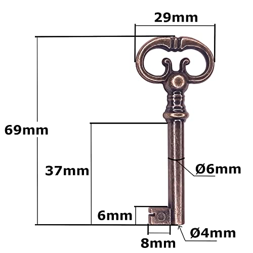 cyclingcolors Mortice Lock Key Replacement Furniture Antique Rustic Decoration Vintage Cabinet, Left Bronze and Brass - Image 4