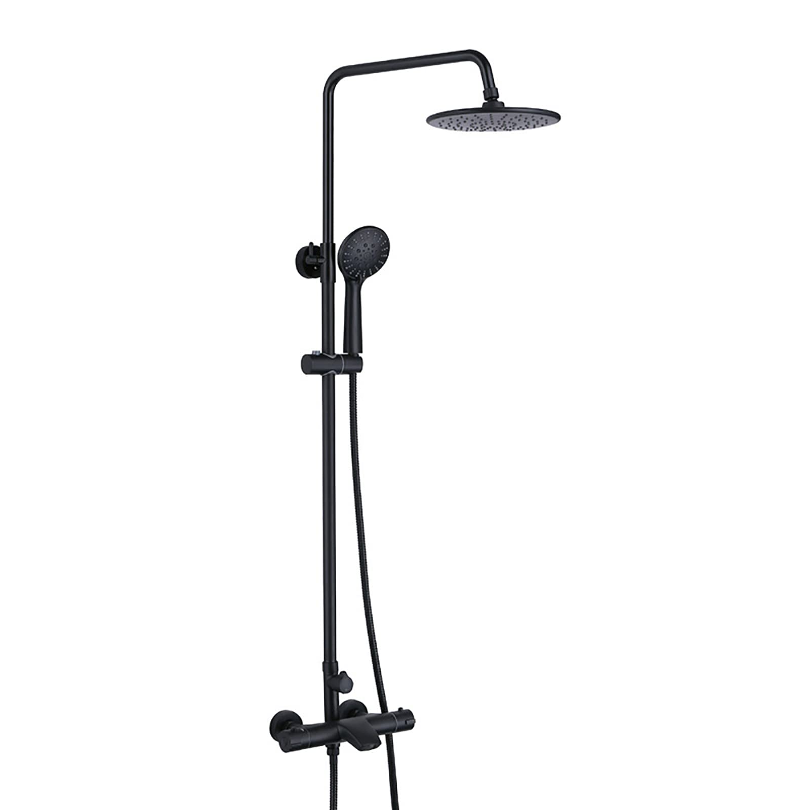 Ensemble de douche à effet pluie avec mitigeur thermostatique mural double poignée