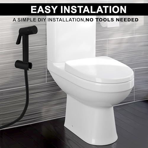 Image of SAM Trona Health Faucet Set Water Saving Health Faucet 1 Meter Flexible Hose and Wall Mount for Toilet Black| Jet Spray