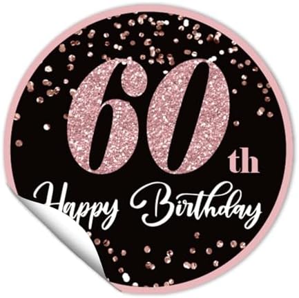 REWIDPARTY 1.5 Inch Round 60th Birthday Stickers（80 Pieces） Rose ...