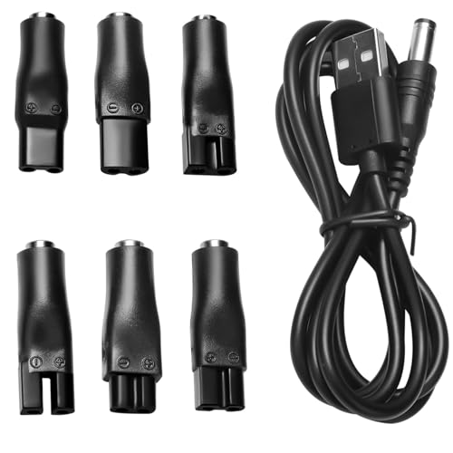 Ohling Cable de Alimentación USB de 5V, Cable de Carga para Afeitadora, 6 Unidades de Cargador, Adaptador de Fuente de Alimentación de Repuesto, Compatible con Maquinilla de Afeitar Re-mington Bra-un