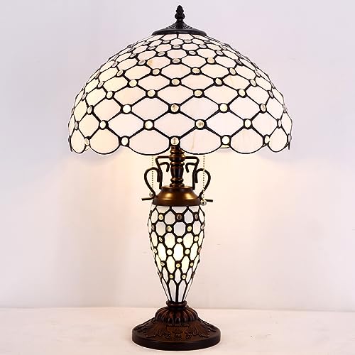 Image of WERFACTORY Tiffany Lamp Cream Stained Glass Mather-Daughter Vase Table Lamp