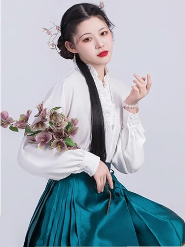 Jupe visage de cheval verte et violette : création Hanfu moderne originale - 4