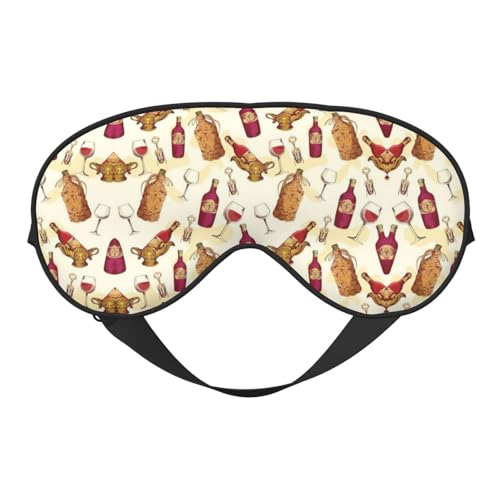 Máscara de dormir reversible con estampado de vino tinto, ideal para camping, meditación y turnos, ajuste cómodo, sin fugas de luz