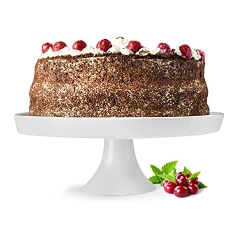 Sendez Große Tortenplatte ⌀30cm aus Porzellan Kuchenplatte Tortenständer Käseplatte Servierplatte Cover