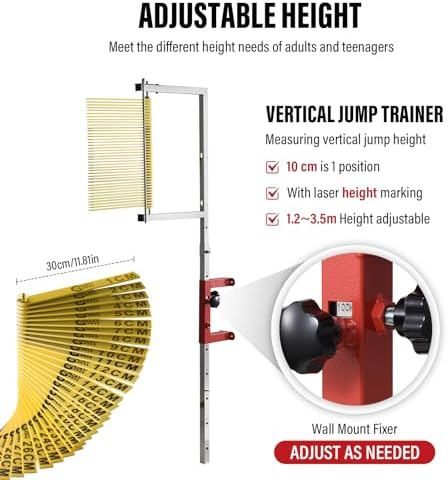 Adjustable Vertical Jump Measurement Tool, 3.9-11.5Ft Jump er, ABS Sports Training Aid for Athletes, Improve Vertical Leap Performance