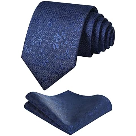 FAIMO Men Blue Tie, Paisley Tie and Pocket Square Set Silk Ties for Men Wedding Formal Business Party Cover