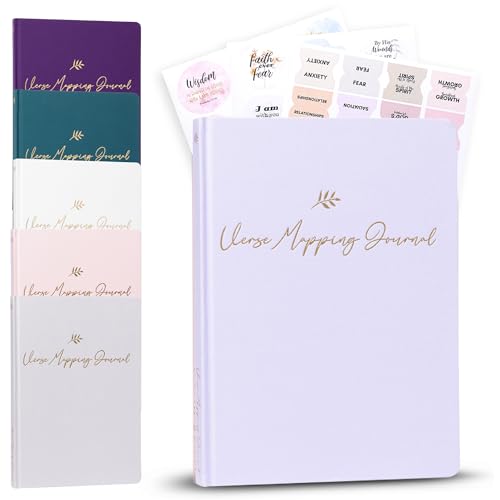 Graceful By Design Linen Bible Verse Mapping Journal - Premium Bible Study Journaling Kit - Christian Gift for Mothers Day (Lavender)