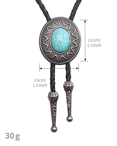 Image of GelConnie Native American Bolo Tie Rodeo Cowboy Leather Necktie Western Necklace Costume Accessories for Men,Women