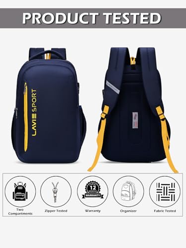Image of Lavie Sport Maverick 35L Casual Backpack | Fits Upto 15 Inch Laptop Backpack | Laptop Compatiable | Rain cover | For Men & Women