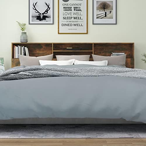 Susany Headboard With Built in Cabinets Bedroom Display Shelf Bookcase Bedroom Storage Cabinet Wooden Storage Backboard Bed Accessory High Gloss White 120x18.5x104.5 cm