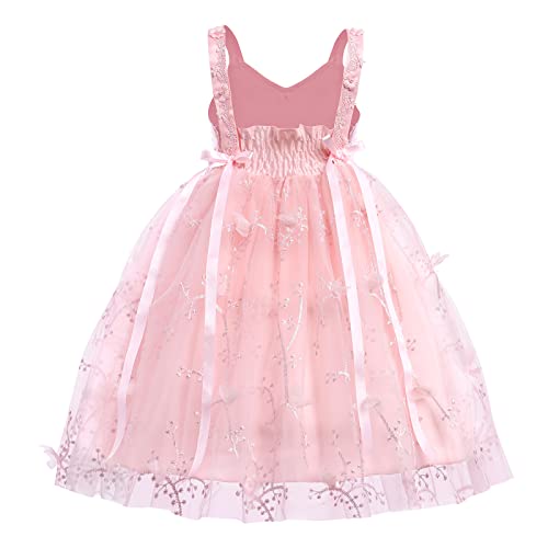 Flower Girl Lace Spaghetti Strap Dress Applique Embroidered Smocked Tulle Dress Holiday Bridesmaid Wedding Pageant Party Gown3