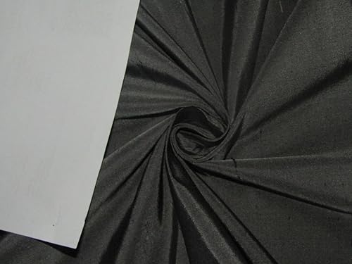 Tissu soie Dupioni noir ivoire 137,2 cm | Étoffe pour rideaux et robe