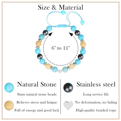 Image of Natural Stone Bracelet as Mothers Gifts for Women and Graduation Gifts, Heart Bracelets as Birthday Gifts for Teen Girls with Message Card