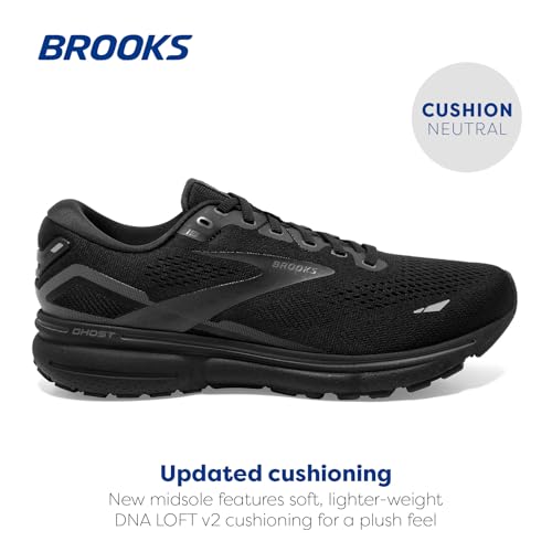 Brooks Women's Ghost 15 Neutral Running Shoe - Black/Black/Ebony - 10.5 Narrow