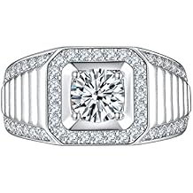 LAVINA Round-Cut Ring White CZ Matte Mens Engagement Ring For Wedding Party Prom Birthday Gifts Christmas Jewelry