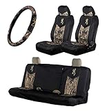 Realtree 4pc Camo Auto Accessories Kit, Timber, Xtra and Mint Camo - Includes 2 Front and 1 Bench Seat Cover and 2-Grip Camo Steering Wheel Cover for Cars, SUV and Trucks