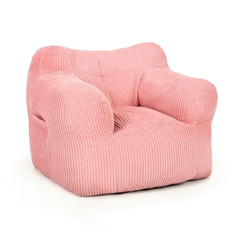 Pamapic bönsäck, en bönsäcksstol med fyllning ingår, sittsäck vuxen med bärbart handtag, modern ergonomisk bekväm soffa, vardagsrum, sovrum, spelrumsmöbler, rosa