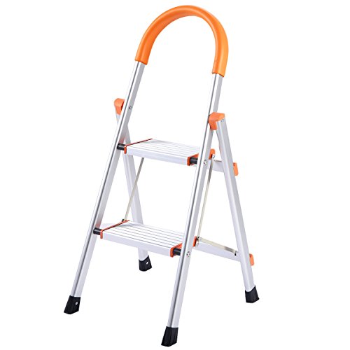 Non-Slip 2 Step Aluminum Stool Ladder Folding Platform 330 lbs Load Capacity Perfect