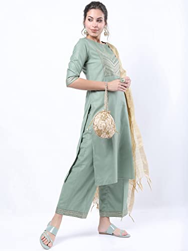 Image of KETCH Women's Polyester Regular Fit Threeforth Sleeve Ethnic Kurta Set
