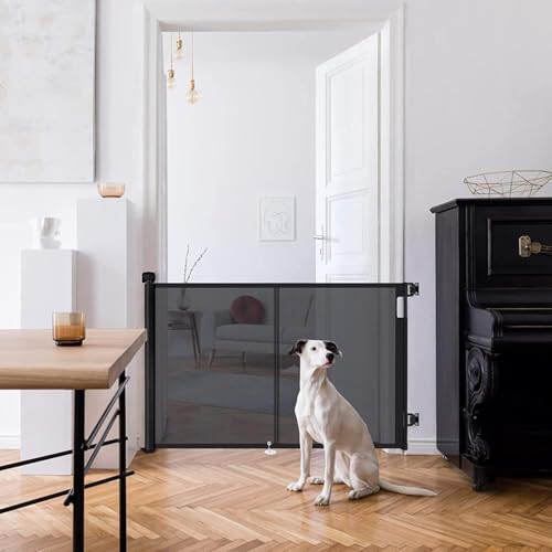 Treppenschutzgitter Türschutzgitter Ausziehbar 0-200cm,Baby Absperrgitter Schutzgitter Treppe für Kinder,Katzen und Hunde,Geeignet für Innen Außenbereich (200cm/schwarz)
