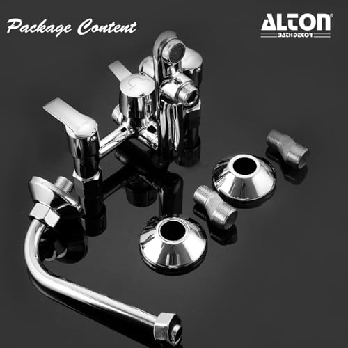 Image of ALTON XNO5090 Brass 3-IN-1 Wall Mixer With Provision For Over Head Shower and Hand Shower with190mm Long Bend Pipe (Chrome)