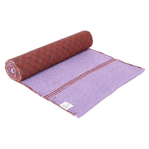 Image of Pure cotton anti-skid, machine wash Foldable Travel Friendly extra Cushioning yoga mat with cotton Carry bag 73inches x 24inches, 8mm thickness 8mm Unisex (Purple)