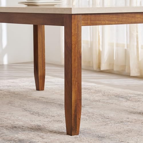 Image of Home Centre | Giza Composite Marble Top 6-Seater Dining Table | Dining Set for Home | Beige | 1 Year Warranty