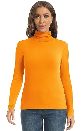 Image of Women's Casual Long Sleeve Turtleneck Tops Slim Fitted Lightweight Base Layer Shirts