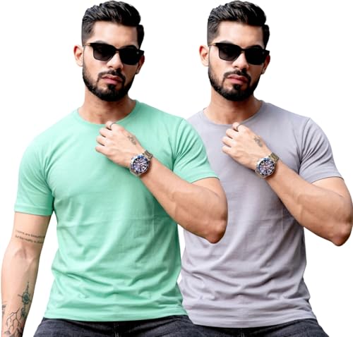 Image of RodZen 100% Pure Cotton Round Neck Regular Fit Plain Solid Half Sleeve T-Shirt Combo for Men & Boys (Pack of 2,3,4 Available in Size S to 2XL)
