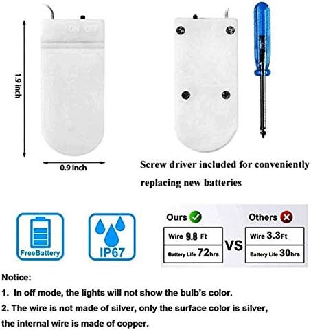 Miniatura 4 de VOOKRY Paquete de 8 guirnaldas de 30 luces LED que funcionan con pilas, 10 pies, mini alambre de cobre rojo, luciérnaga, luna estrellada, luces