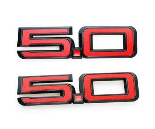 Image of 2pcs Replacement for 2024-2025 5.0 Letters Emblem Door Side 3D Badge Decal Nameplate (Black Red)