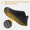 Non Slip Work Shoes for Mens Slip On Sneakers Waterproof Chef Kitchen Shoe Comfortable Slip Resistant Restaurant Footwear Hombre Zapatos de Trabajo, Black