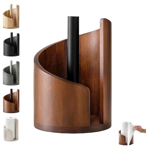 El Mejor Listado de Portarrollos de cocina los 10 mejores. 48 Porta Toallas De Papel Mountain para Encimera con Base Redonda Madera Y Soporte Hierro, Mountain Paper Towel Holder for Countertop, Fácil de Usar con Una Sola Mano, Admite Rollos...