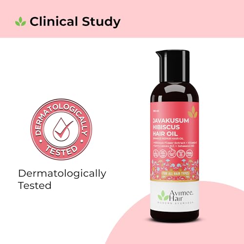 Image of Avimee Herbal Javakusum Hibiscus Hair Oil | For Soft & Silky Texture | Loaded with Vitamin C, Flavonoids, Amino Acids, Mucilage Fiber, and Antioxidants | 100 mL | Pack of 2
