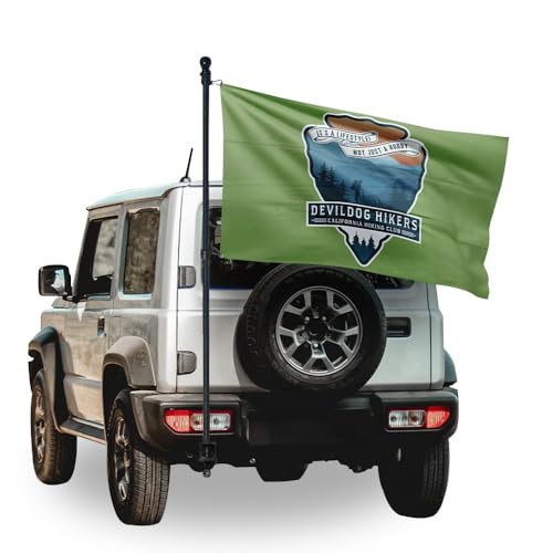 (Pack 1) - 5’ Foot Premium Tangle-Free Carbon-Fiber Flag Pole with 2 Flag...