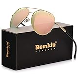 Bemkia Sunglasses Men Women Aviator,Polarized 60mm Len Shades Metal Frame UV400,Pink