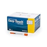 Easy Touch U-100 Insulin Syringe with Needle, 31G 0.5cc 5/16-Inch (8mm), Box of 100
