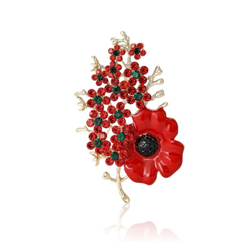 Image of Rhinestone Flower Brooches for Women Enamel Floral Brooch Lapel Pins for Mom Wife Elegant Dress Accessories Mother's Day Jewelry Gifts