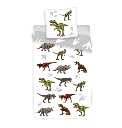 Dinosaurier Bettwäsche, Kinderbettwäsche/Babybettwäsche, Kissenbezug 40x60+Bettbezug 100x135cm, 100% Baumwolle Oeko-TEX… Cover