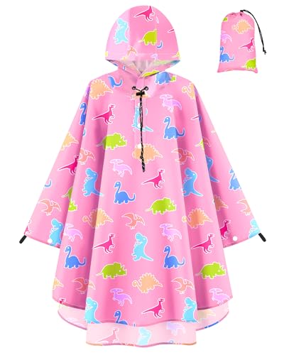 Image of OlyPegic Kids Rain Poncho with Hooded Reusable Waterproof Lightweight Ponchos Kids Boy Girl Raincoat Outwear