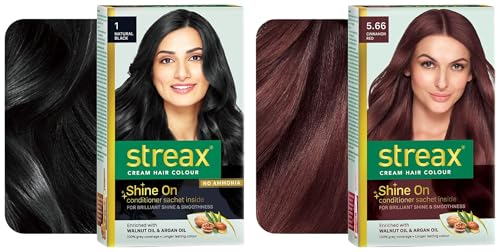 Streax Permanent Hair Colour, 100% Grey coverage Permanent Hair Colour, 100% Grey coverage, Infused with Argan and Walnut Oil,5.66 Cinnamon Red, 120 ml, Pack of 1
