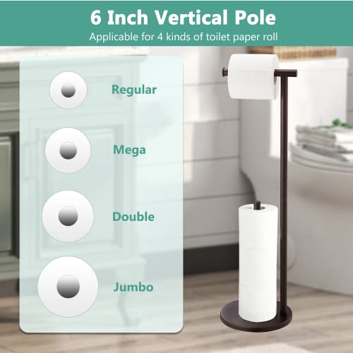 Toilet Paper Holder Stand, Oil Rubbed Bronze Free Standing Toilet Paper Holder With Storage For Jumbo Mega, Housen Solutions #TOP3