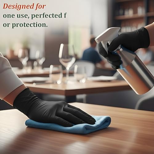 Image of 100 Pcs Disposable Nitrile Gloves | Powder-Free, Latex-Free, Food Safe & Chemical Resistant Hand Gloves for Kitchen, Medical, Salon, Cleaning & Lab (Large)