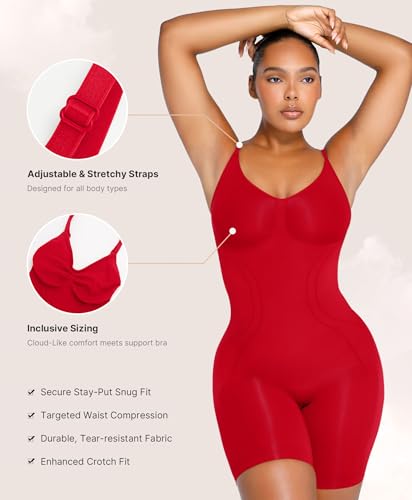 Image of SHAPELLX Shapewear Tummy Control Seamless Bodysuit Waist Trainer Mid Thigh Slim Butt Lift Body Shaper