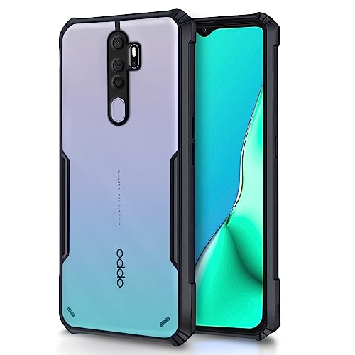 Image of Pikkme Oppo A5 2020 /A9 2020 Back Cover Crystal Clear Transparent Back Ultra Hyrbid Full Camera Protection Raised Edge Bumper Back Case for Oppo A5 2020 /A9 2020 (Plastic, Black)