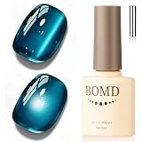 BUTBU Cat Eye Gel Polish, Azul Ojo de Gato Semipermanente， Gelatina Vidrio Ojo de Gato Esmaltes Semipermanentes para uñas, con Imán, para Principiantes Art DIY, 8ML (Azul, 03）