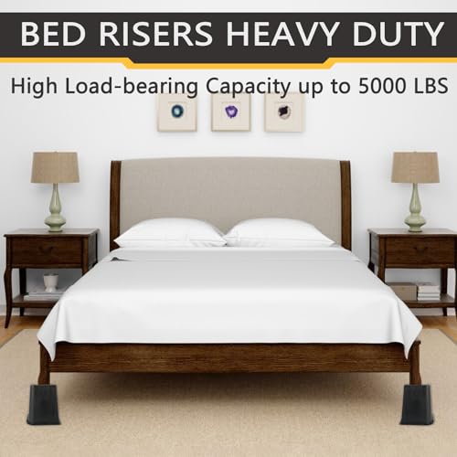 SDLDEER Bed Risers Heavy Duty Furniture Risers, 3 inch Bed Lifts Risers Support up to 5000 Lbs, Suitable for Couch, Desk, Bed, Table and Chair (Set of 4, Black) - Thumbnail 4